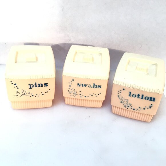 Clarolyte Vintage Bathroom Decor 1960 Lotion Swabs Containers VTG Shabby Chic - Picture 8 of 14